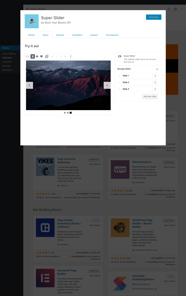 block directory add demo slide